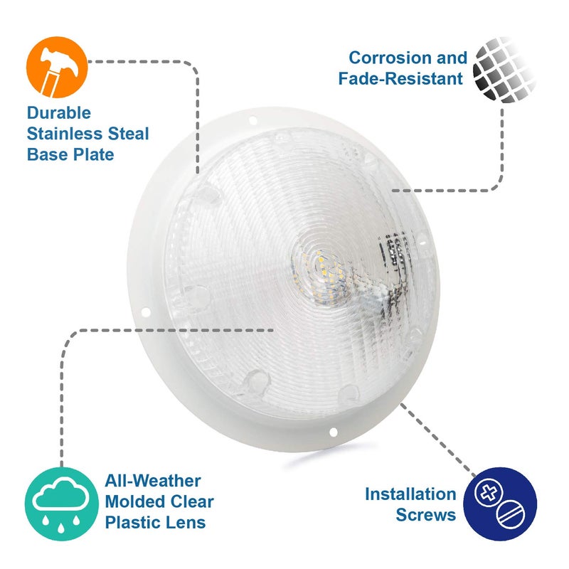 Lumitronics RV Trailer Camper 5th Wheel LED Round Surface Mount Scare Light, Mounting Gasket Included (White) - Image 3